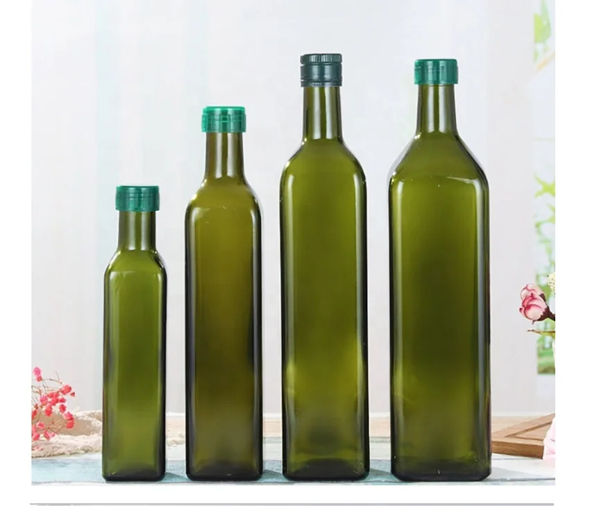 Leere 250ml 500ml 750ml 1l Quadratische Grüne Glasflasche Für Olivenöl