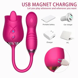 Rose Vibrator Dildo - Mooligirl 4 in 1 Sex Toy with IPX7 Waterproofing