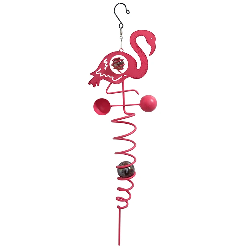 Customizable Outdoor Metal  3d Rotating Chime Pendant   Flamingo Wind Spinners 1