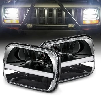 7x6 led headlight Reflector 5x7 led headlight White DRL Amber Turn Signal H6054 H5054 Hi/Lo Sealed Beam Headlamp for Wrangler YJ