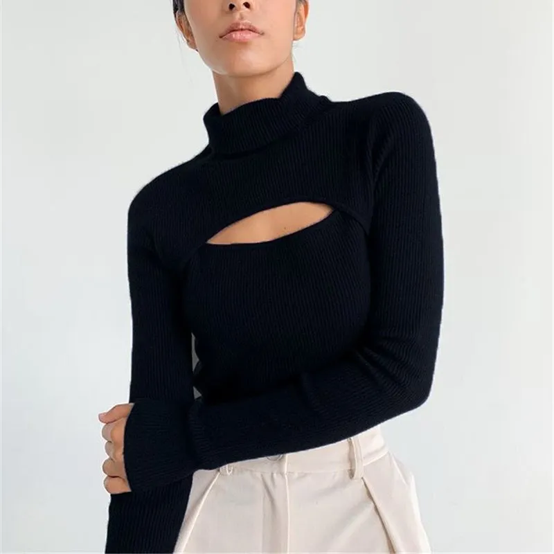 Ribber Atasan Sweater Rajut Turtleneck 