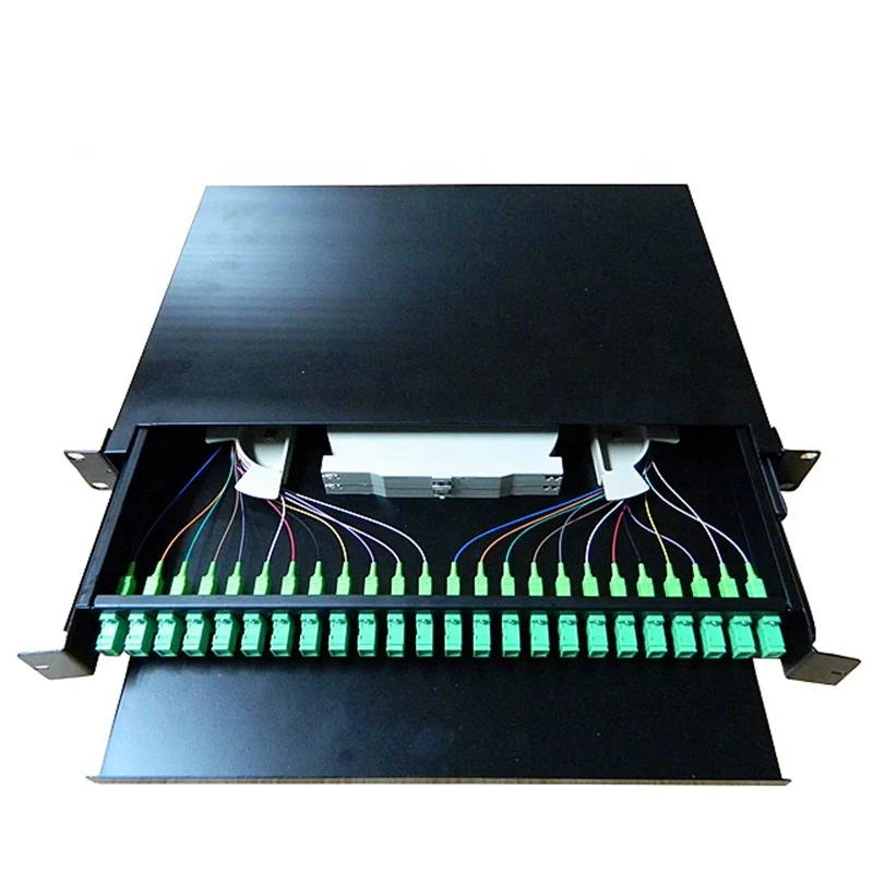 48 Port Fixed Type ODF Fiber Optical Distribution Frame Rack Mounted Patch Panel with Pigtails and Adapters