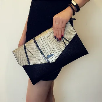 Factory Price Hot Sale Luxury Fashion Black Envelope Genuine Leather Handbags Women Ladies Clutches Evening Hand Bags