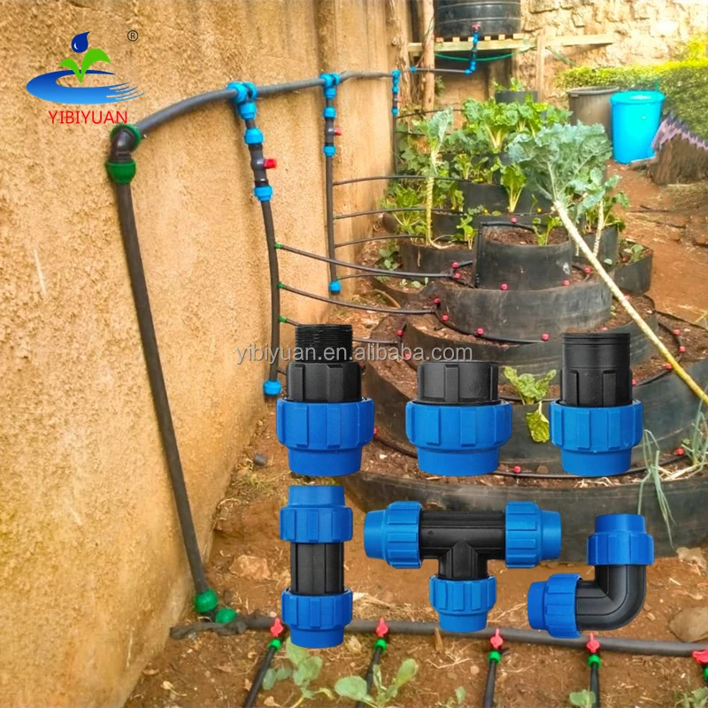 1 Inch HDPE Male Connector Compression Pipe Fitting Reducing Elbow with Quick Coupling for Greenhouse Drip Irrigation System Kit