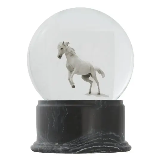 Cheval Blanc Neige Avec Base En Argent Buy Boule A Neige Boule A Neige Blanche Boule A Neige Cheval Product On Alibaba Com