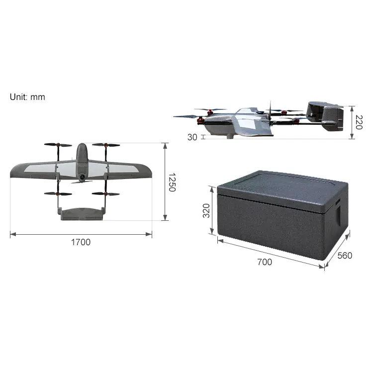 Foxtech Loong 170 Structure Commercial Inspection Patrol Aerial Land Survey Mapping VTOL Fixed Wing  UAV