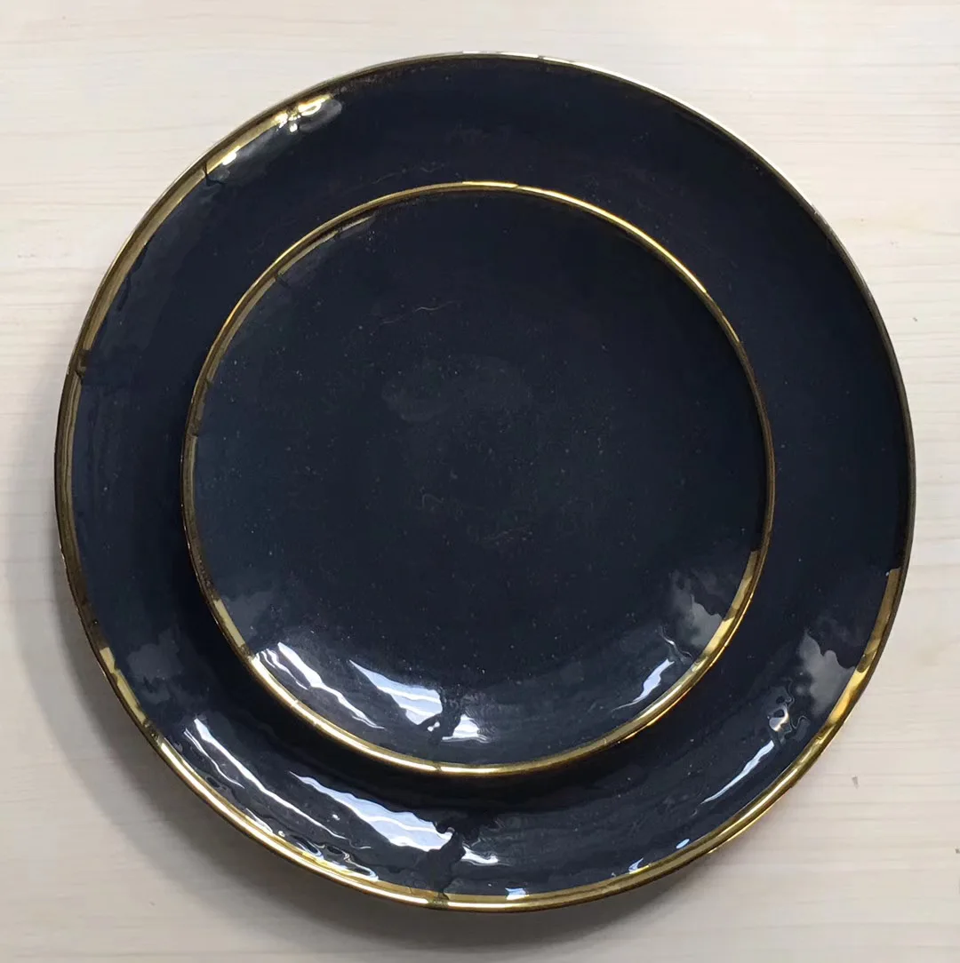 Factory Hot Sale Clear Glass Charger Plate With Black Rim For Wedding Events Buy Charger Plate