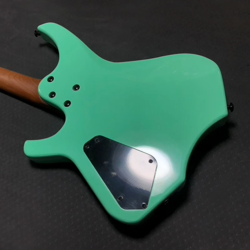 High Quality Custom OEM Cheap Solid Body Unbranded Cool Shaped Headless Travel 6 String Electric Guitar