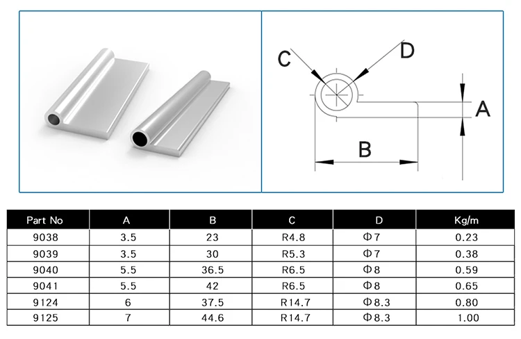 Hinge  Profiles Material #9041 clear Anodized Aluminum Profile Making Aluminum Hinge Length 42mm