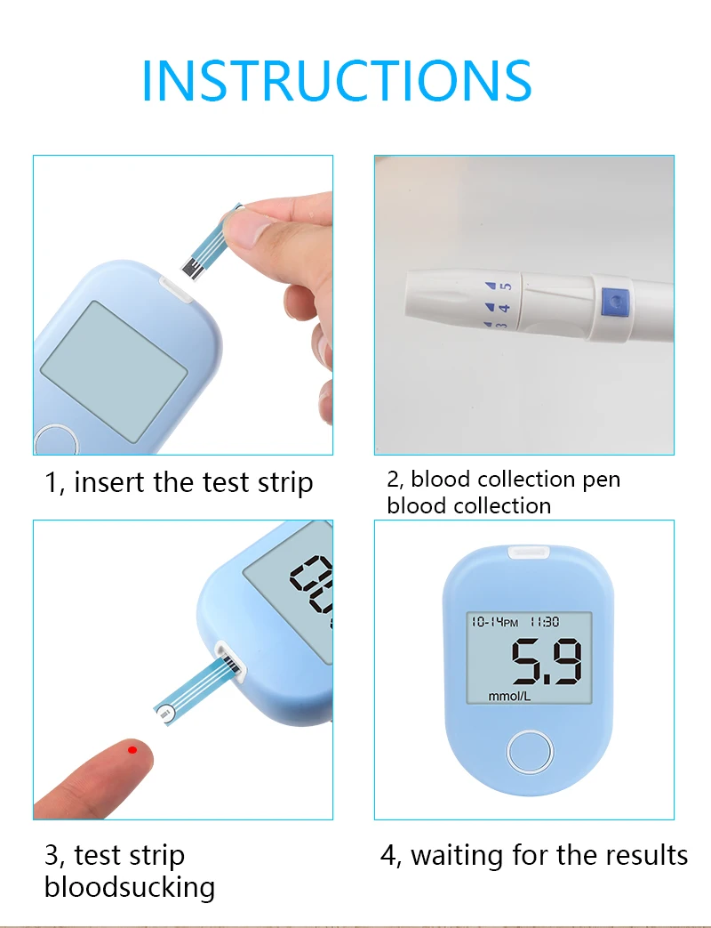 Portable Digital Glucometer Blood Smart Sugar Glucose Meter