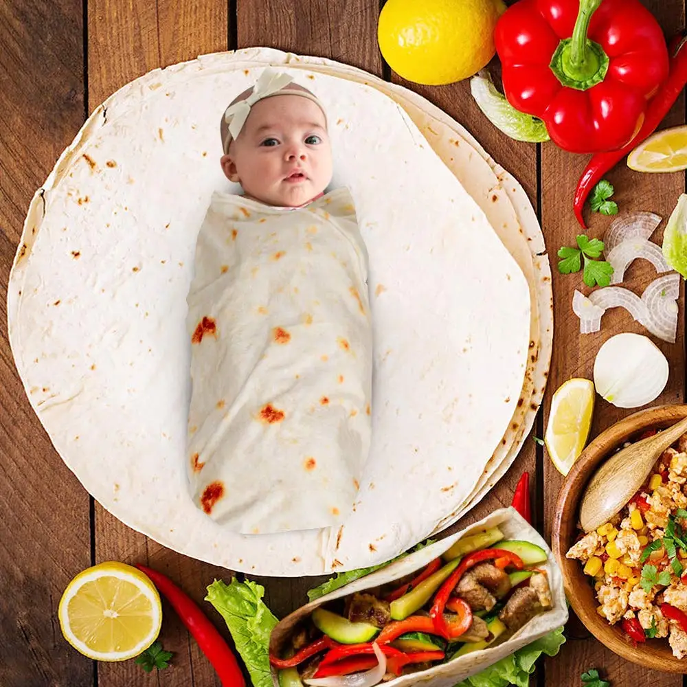 Hot Sale Super Soft Round Cotton Tortilla Wrap Burrito Swaddle Blanket