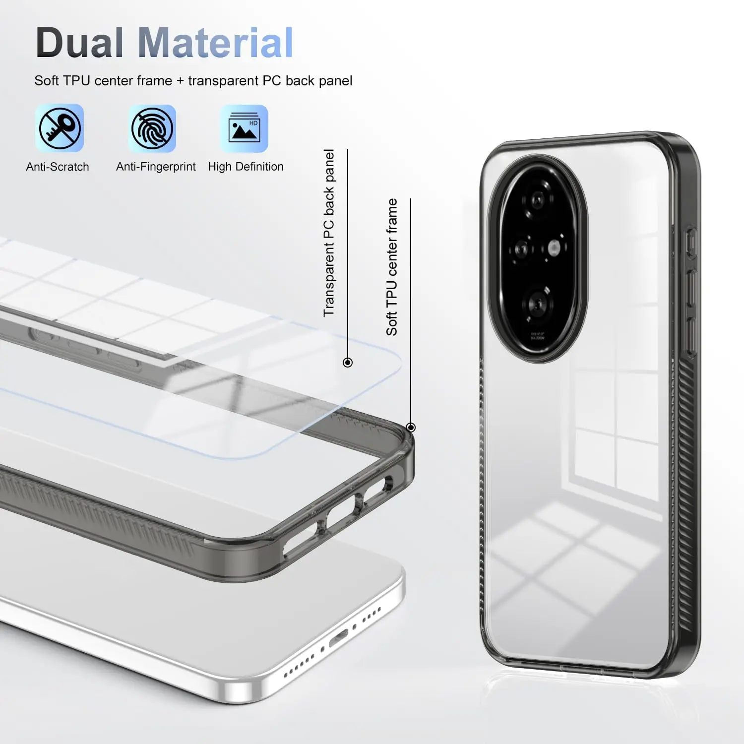 Case for Honor 200 ProTransparent Hard Acrylic PC Hard Back Plate Shockproof Protective Covers Clear Classical Designs factory