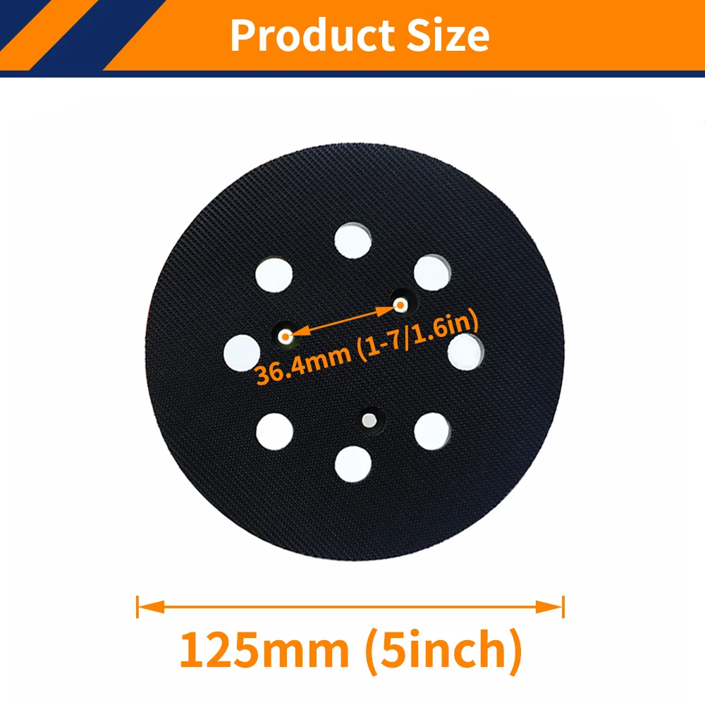 125mm Round Backing Pad 5 Inch 8 Hole Hook & Loop Sanding Pads