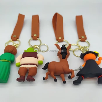 新デザインシュレック漫画キーホルダー3DPVCラバーキーホルダー