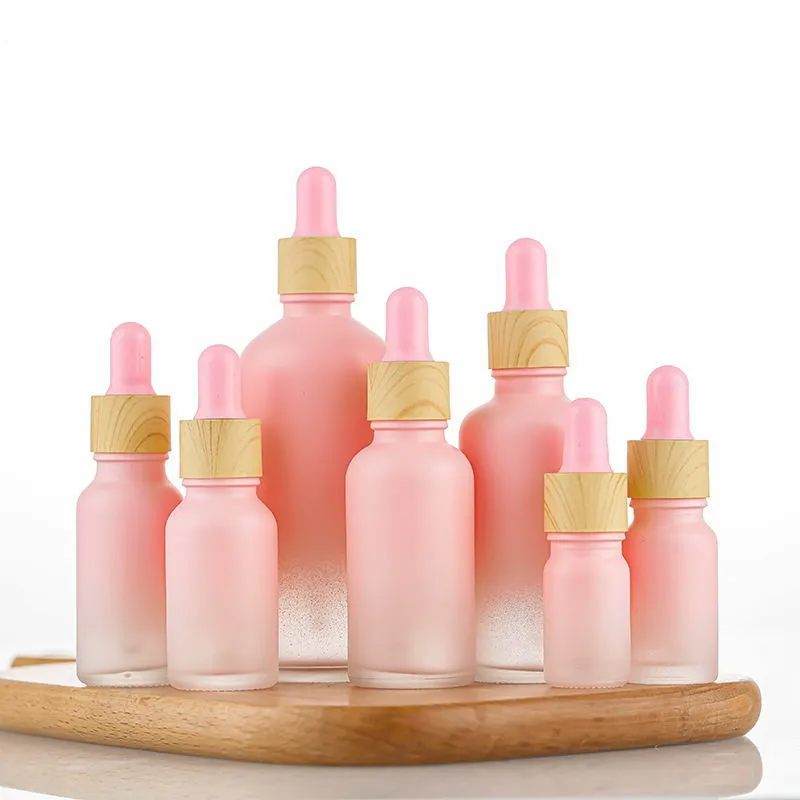 Cosmetic Packaging 30ml 50ml 100ml Hair Oil Essential Oil Perfume Pink Rose Gold Glass Dropper Bottle for Skin Care Packaging
