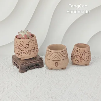 TangCao handmade creative succulent planter plant flower pots ceramic pots for indoor plants Desktop Mini Plant Pot