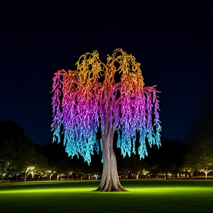 Manufacturer Direct Custom Street Garden 12ft RGB Pixel Control Multi Color Change Remote Control Led Willow Tree Light