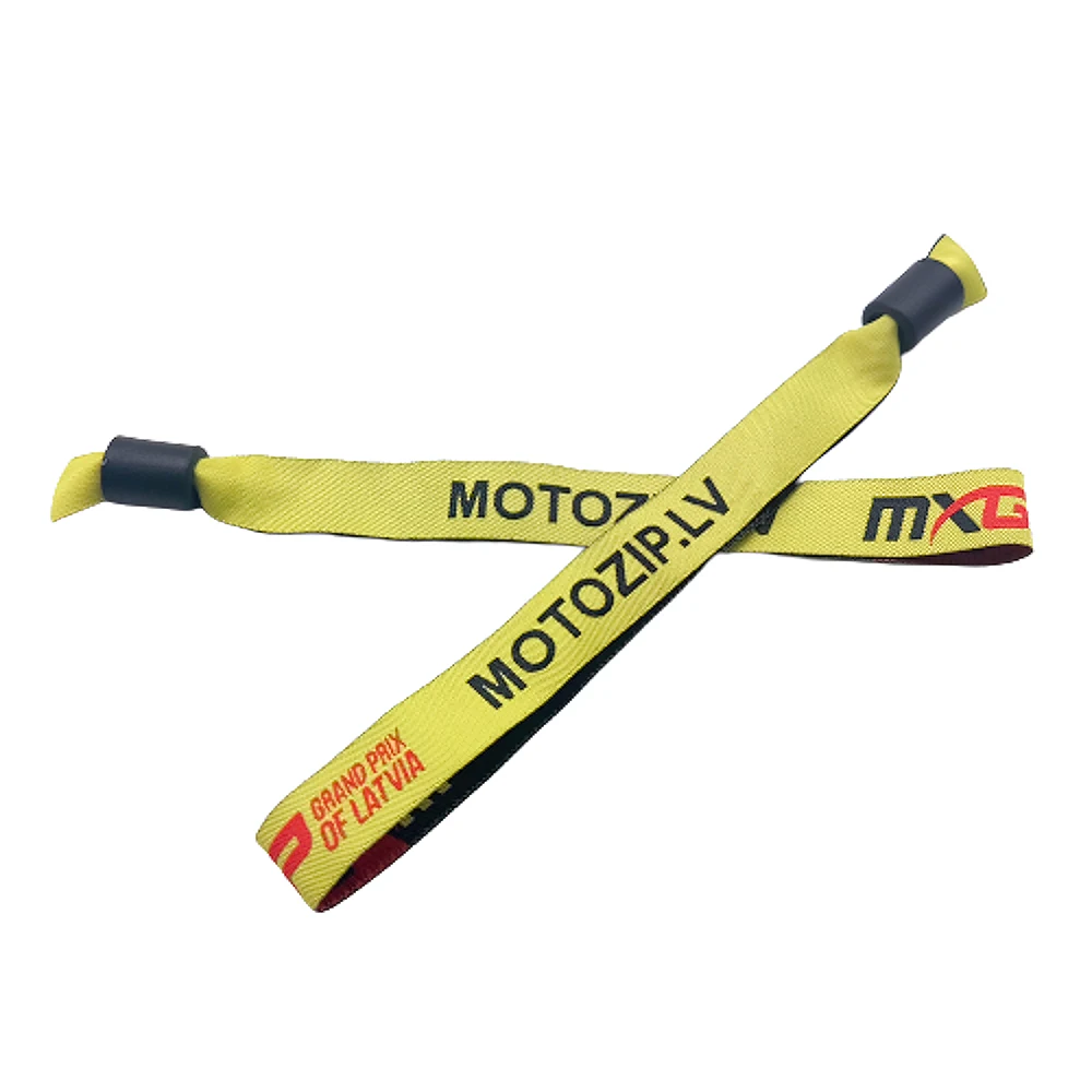 Custom Event Festival Club Concert Polyester Cloth S Woven Fabric Elastic Fabric Bracelet Plastic Lock Rfid Wristband