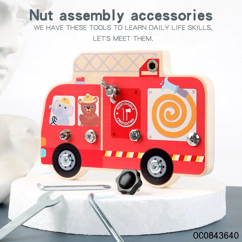Montessori Toy Screws - DIY Wooden Fire Truck Educational Toy