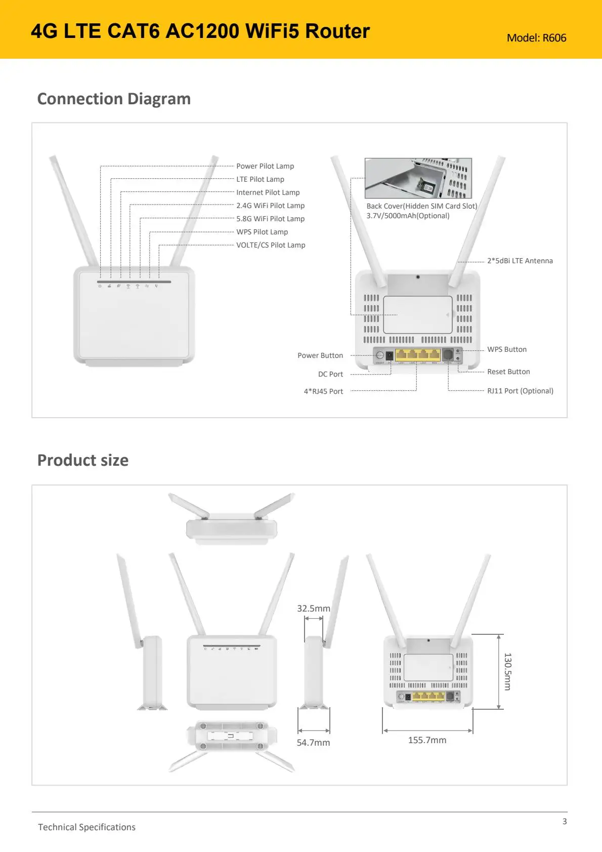 Sim Card To Rj11 Module 4G Rauter Routeur RJ11 Volte 1200mbps 4G LTE CPE WiFi Wireless Router ...