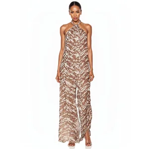 Broken Flower Neck Cross Spring and Summer New Style Pants  Women