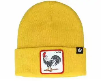 Low Moq Custom Beanie Manufacturers All Over Print Jacquard Y2k Gothic No Cuff Fold Cuffless Winter Skull Cap Knit Hat With Logo