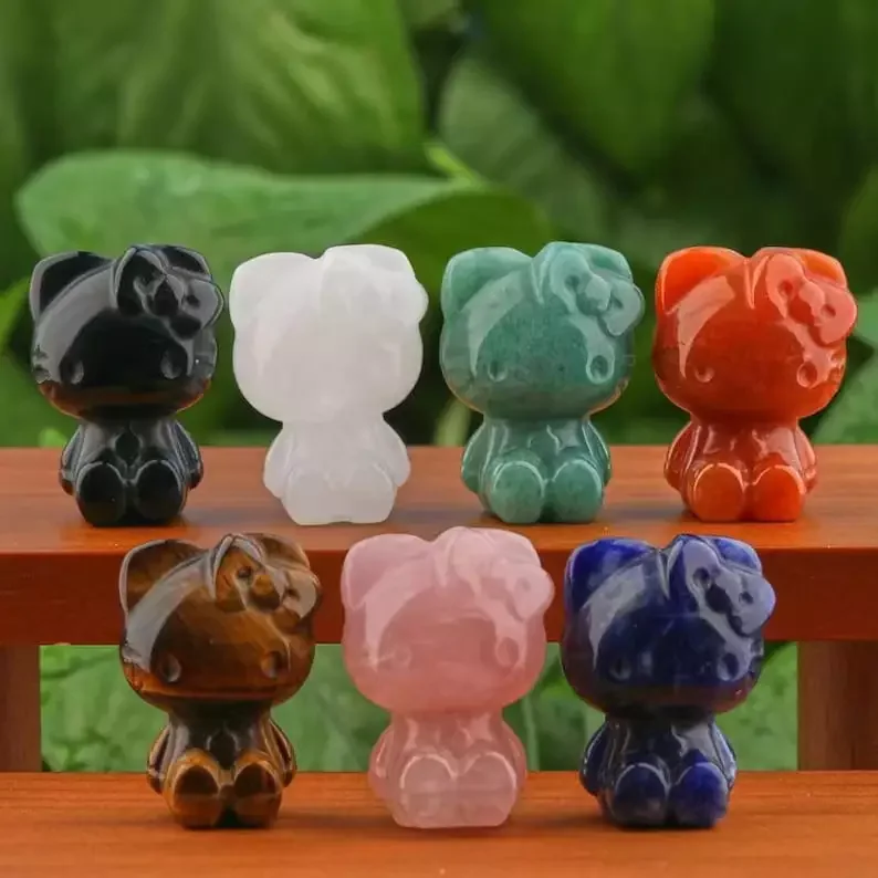 ハローキティ カラフルなクリスタル彫刻の猫フィギュア かわいいホーム