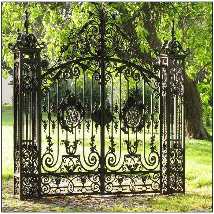 Driveway Double Main Gate Iron Gate Design Wrought Iron Gate Parts