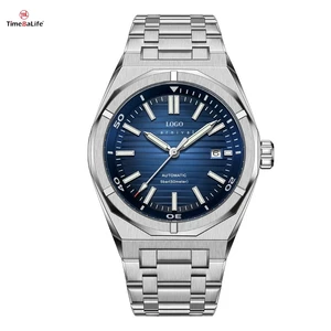 OEM Custom LOGO 5ATM Diving 316L Stainless Steel Business Calendar Luxury Watch Luminous Automatic Nh35 Mechanical Watches