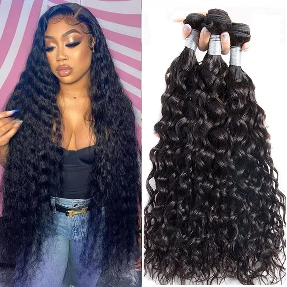 Extension di capelli umani brasiliani wet and wavy neri_voghion.com