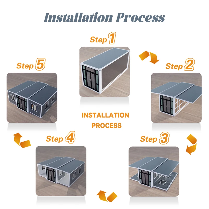 Ready to Ship 20ft Prefabricated Expandable Container House Prefab Mobile Tiny Home 2 3 4 Bedroom with Kitchen and Bathroom