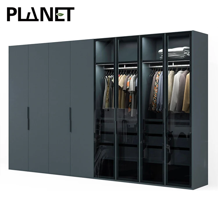 Прямые продажи с завода, современный стальной металлический шкаф для спальни, черный современный стеклянный шкаф для спальни для домашнего использования