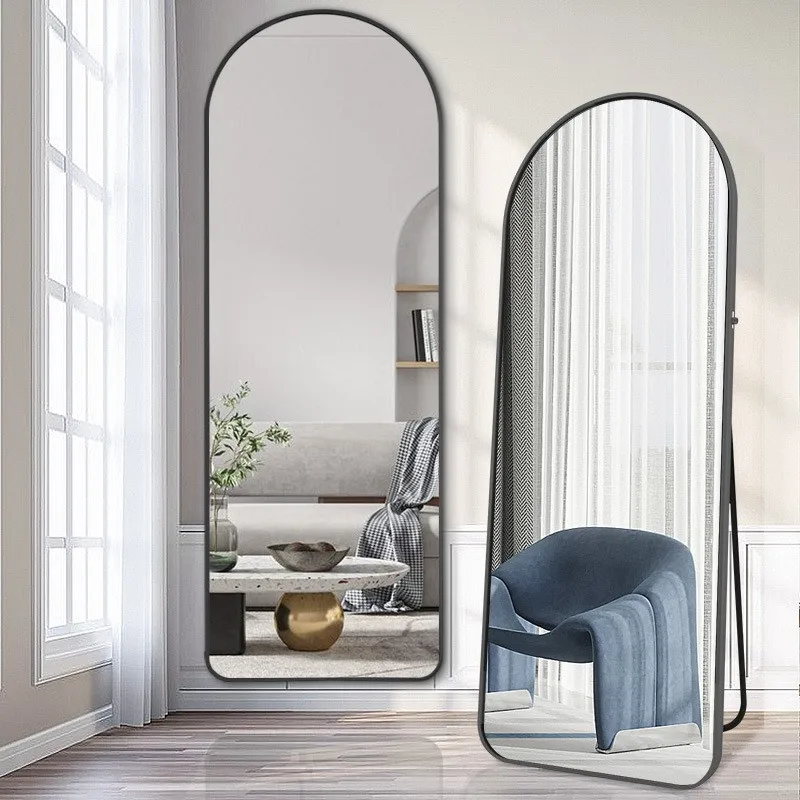 Luxury Silver Full Length Floor Mirror Custom Size Arch Framed Full
