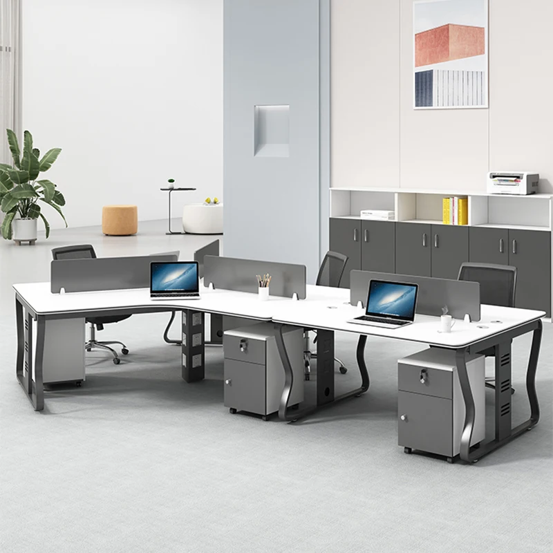 Modern Officeworks Table Y Shaped 7 Person Modular Wooden Office Desk ...