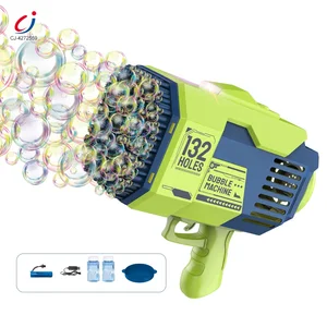 Chengji Summer Bubble Gun Bazooka 132 Hole Rocket Launcher Light up Electric Bubble Gun Machine Toys for Kids