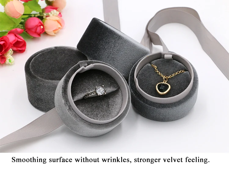 Wholesale Custom Velvet Jewelry Box Ribbon Pendant Necklace Ring Box