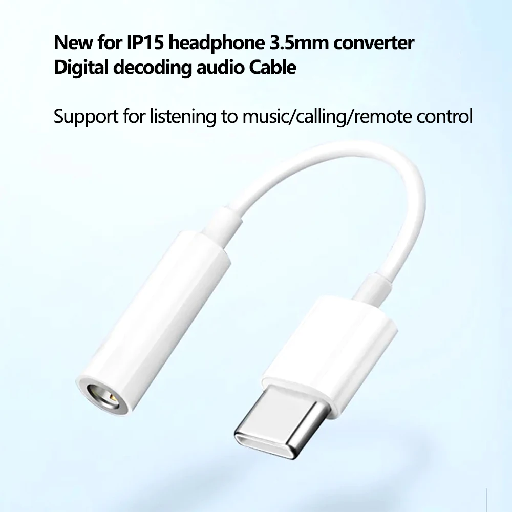 USB Type C 3.5 Jack Earphone Adapter USB C to 3.5mm Headphones AUX Audio Adapter Cable for IPhone 15 Pro MAX Auxiliary Cable