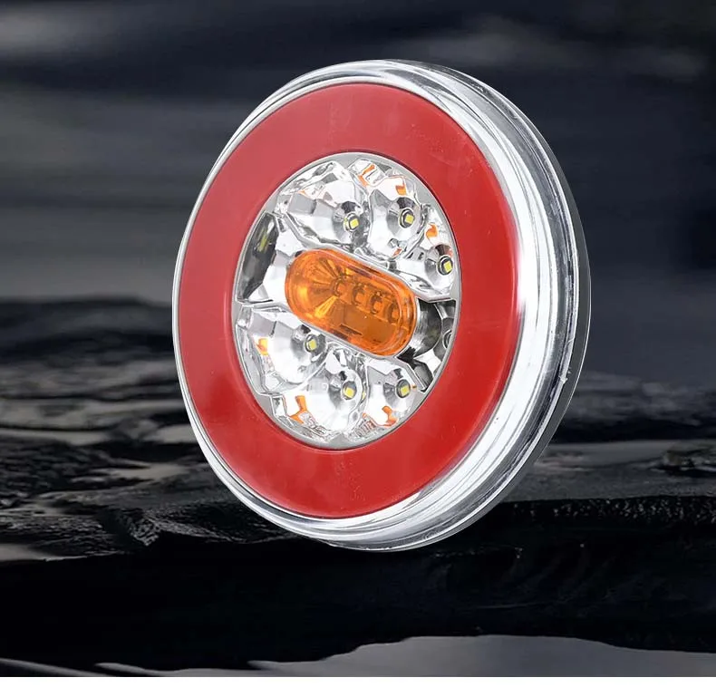 High-performance 12-24v Truck Led Tail Light 5.5inch Round Brake Turn Tail Lights for Truck White Red Amber 2