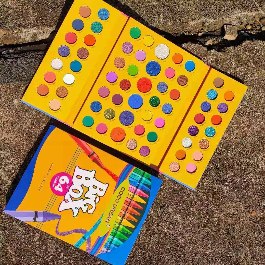 
 Двойная палитра теней для век, 64 цвета, фирменная торговая марка, матовые, яркие, Пудровые, водостойкие, легкие, цветные тени для век, оптовая продажа  