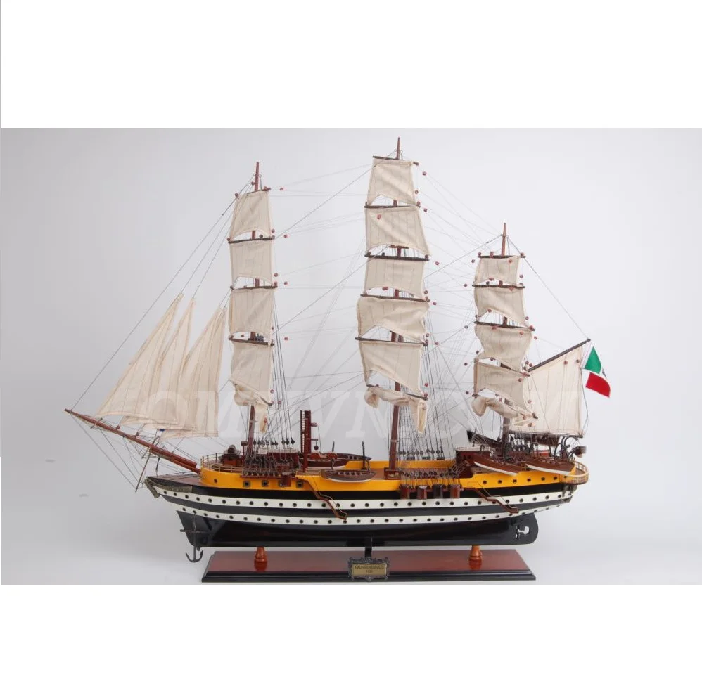 amerigo vespuci新涂漆开启帆l80-越南高品质木制模型船/航海手工艺品