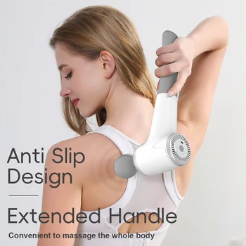 Ekang PL-629 2024 New Arrival Long Handle Reach Back 4 Heads Mini Adjustable Muscle Facial Massage Gun with Vibration