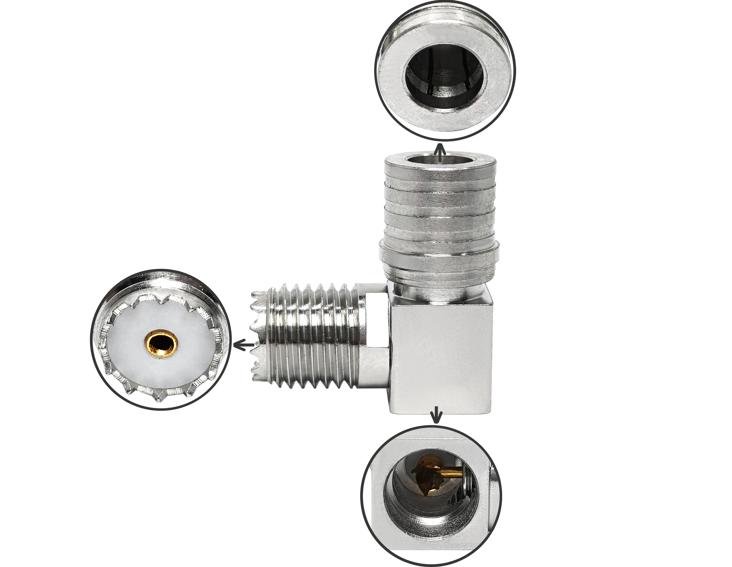 Factory Supply Connector QMA Male Plug to MINI UHF Female Jack 90 Degrees RA RF Coaxial Adapter Connectors in Stock