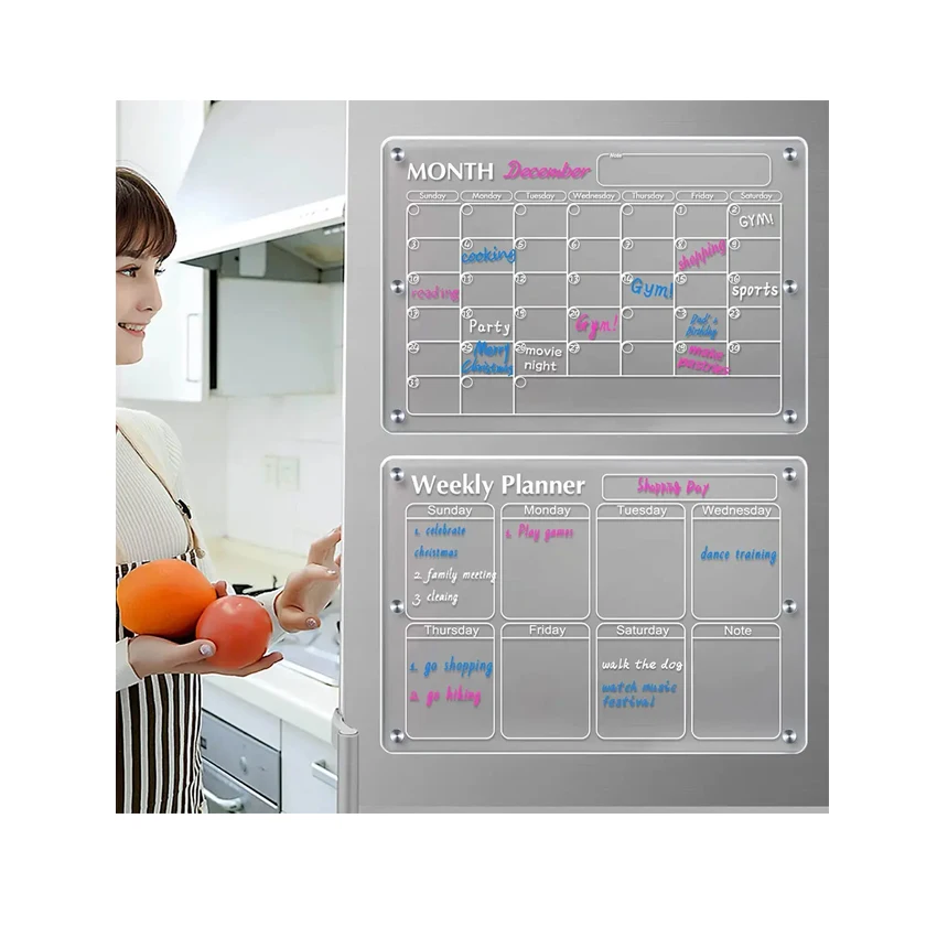 Настраиваемый логотип акриловая магнитная доска для холодильника сухого стирания календаря