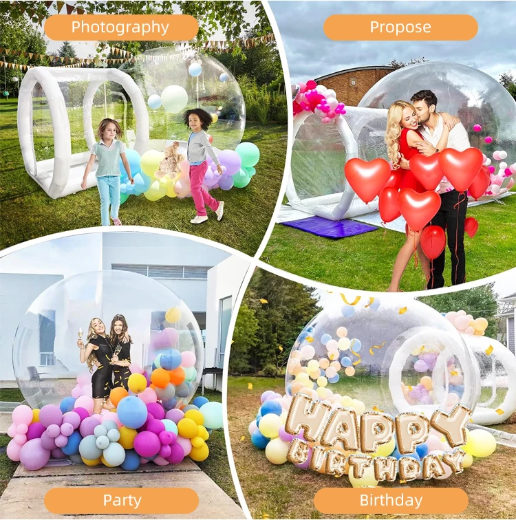 Giant Clear Inflatable Bubble Tent with 3m Diameter and 2m Tunnel for Kids Parties and Events