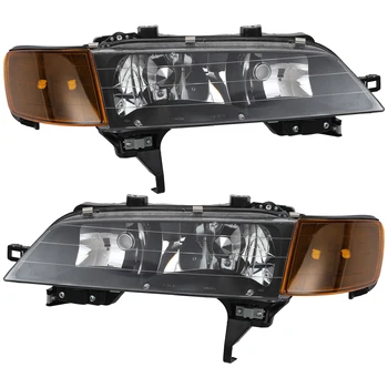 Car Headlights Assembly Chrome w/Amber Corner Signal Headlamps Left & Right fit for1994-1997 Honda Accord Car Head Lights Lamp