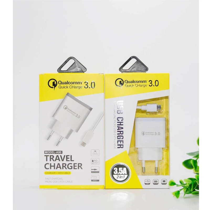 Высококачественное Зарядное устройство USB с 1 портом USB, быстрая зарядка, зарядное устройство с вилкой для США и ЕС и USB-кабелем