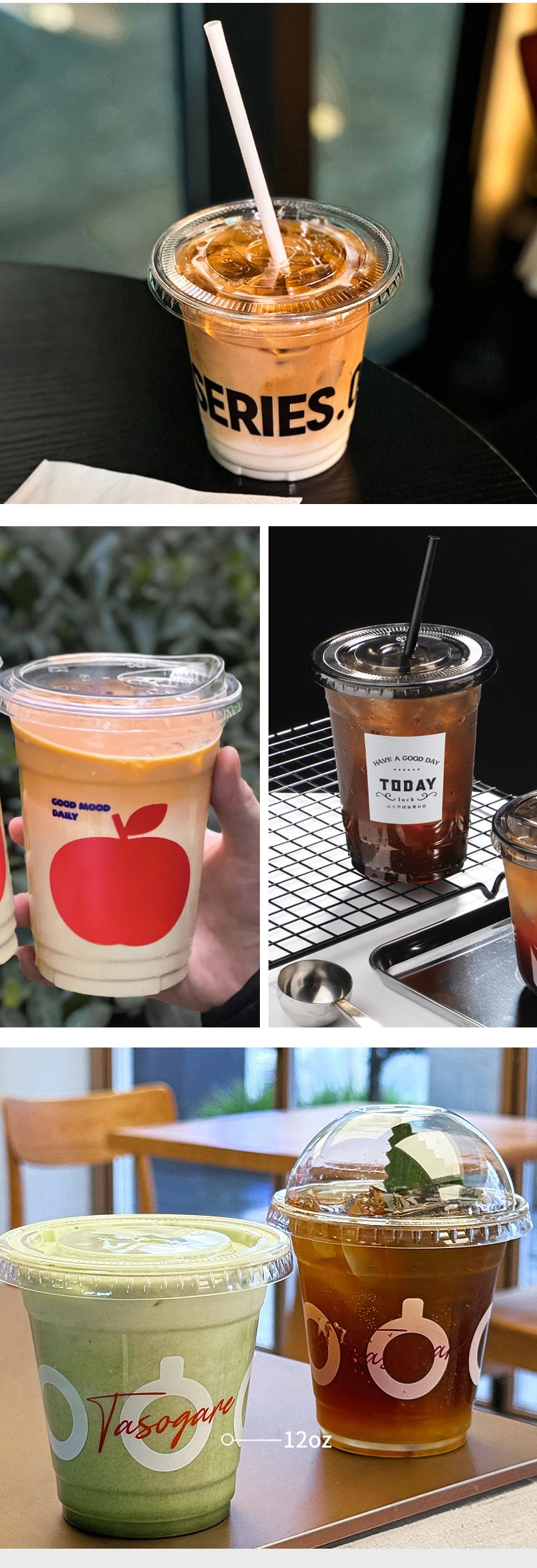 89mm 90mm 107mm PLA PET Disposable Cold Drinks Coffee Clear Lids 8oz 10oz 12oz 16oz 20oz 24oz 32oz Plastic Cups Dome Flat Lids supplier