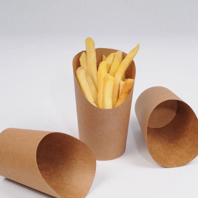 16oz Food Grade French Fries Cup Holder Black Chip Disposable Paper Cup ...