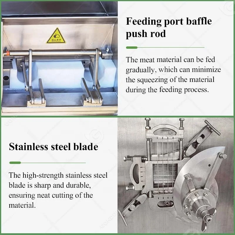 High-speed Dice Cube Machine Automatic Mince Mini Raw Frozen Cuber Home Use Stainless Steel Meat Dicer