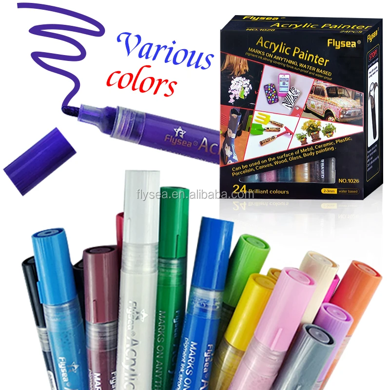 24 couleurs Nettoyable Marqueur coloré Stylo à l’aquarelle Arrondi  Marqueurs de peinture au stylo aquarelle avec étui de rangement